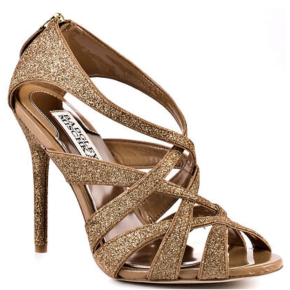 Badgley Mishka Junebug Heels, Gold Glitter - Picture 9 of 11
